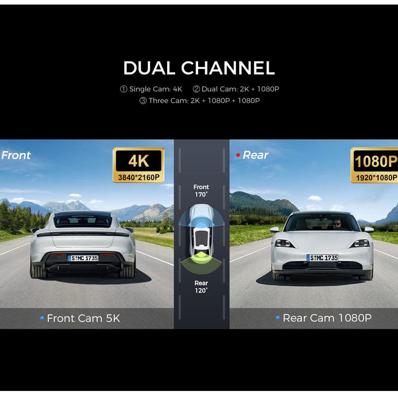 Dual-Lens Dash Cam V620 Night Vision Wide-Angle 4K