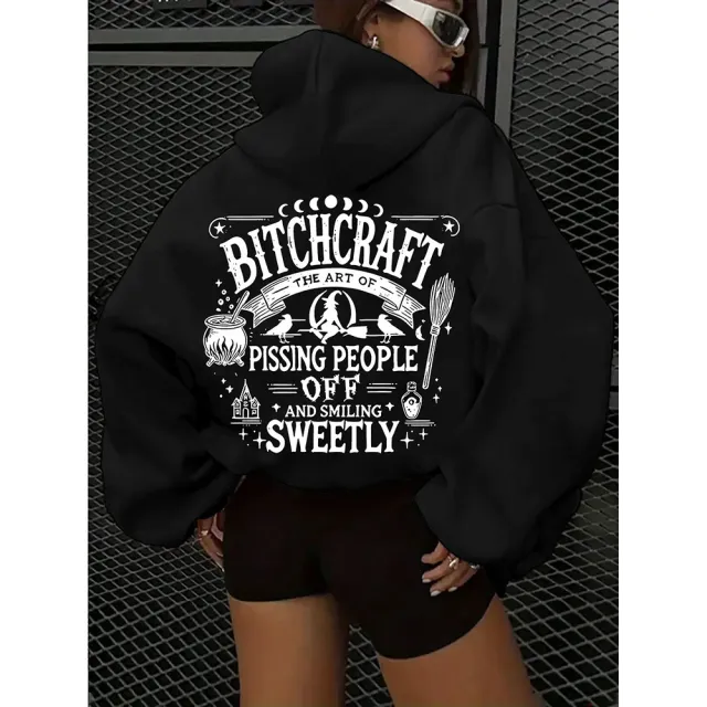 Hooded Hoodie Design With Printed Top Aw1357 Black - Shop at LoveMi