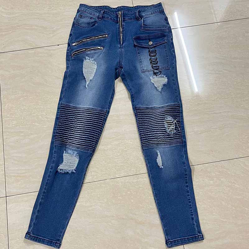 Title 6, Calça jeans masculina com zíper, estilo locomot...