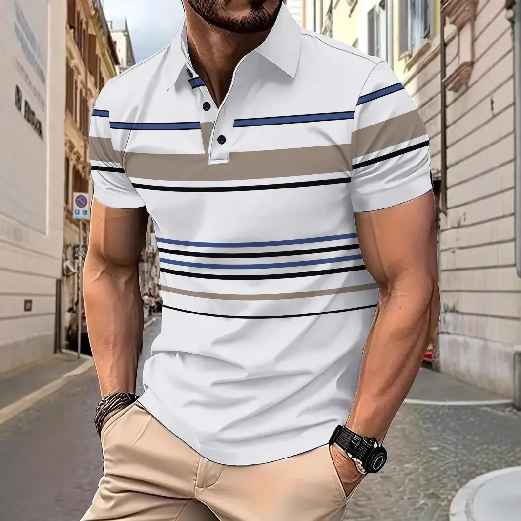 Men's Striped Short Sleeve Summer Business Casual