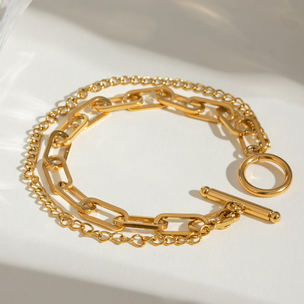 Stainless Steel Double-layer Bracelet With An OT Clasp For Women