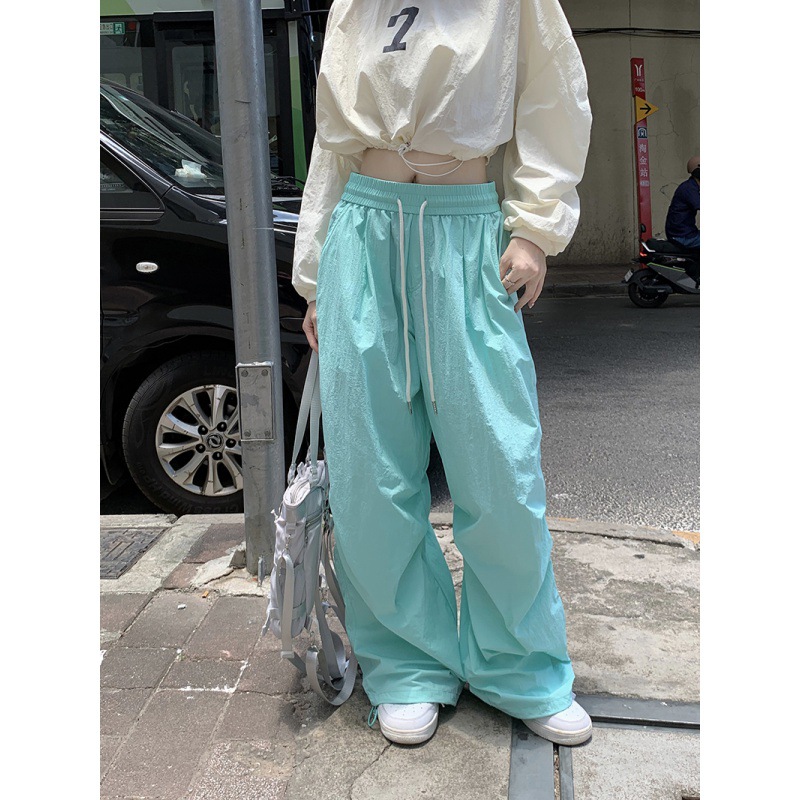Women's Loose Straight Color Casual Pants Mint - Shop at LoveMi