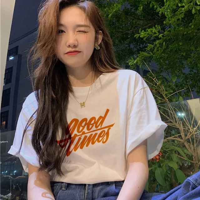 Short sleeved Women's Clothing Ins Fashion Printing Fashion All matching Good Times - Shop at LoveMi