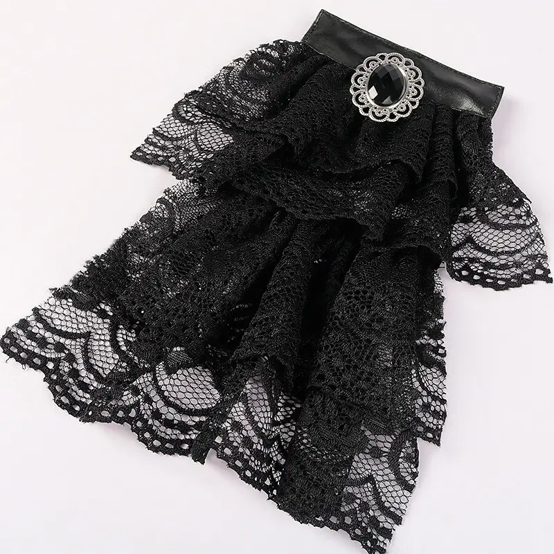 Vintage Shirt Fabric Embroidered Lace Black Detail