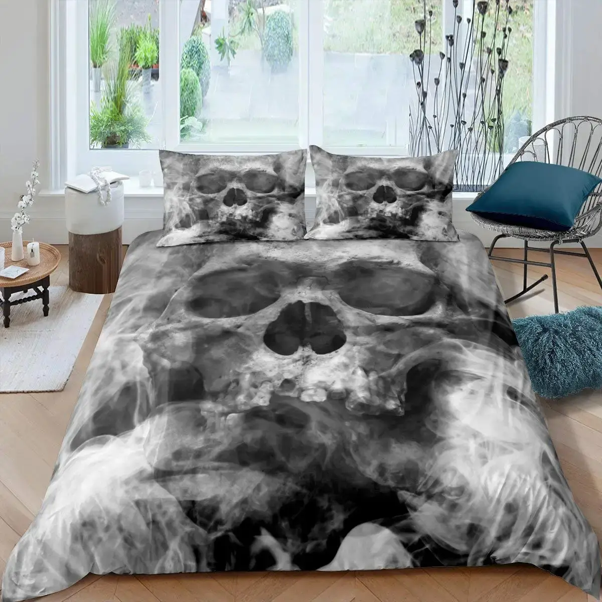 Halloween Skull Print Down Quilt Cover Suit