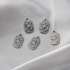 Stainless Steel Ornament Accessories Eight Awn Star Necklace Pendant Diy - Silver - View 1