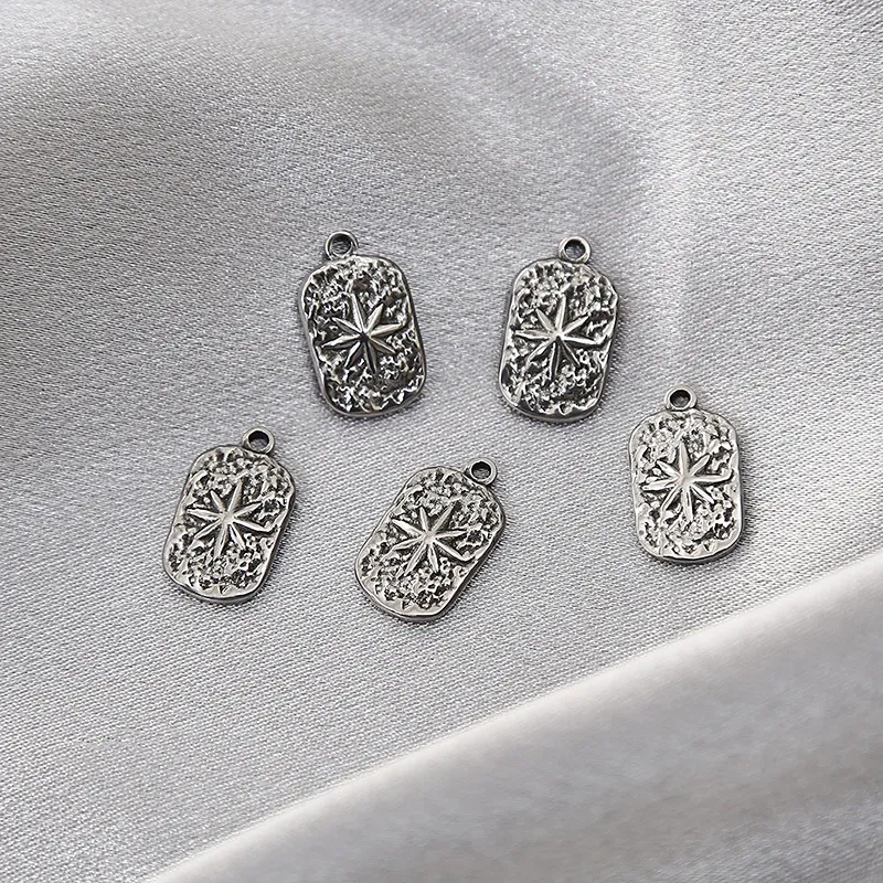 Stainless Steel Ornament Accessories Eight Awn Star Necklace Pendant Diy - Silver