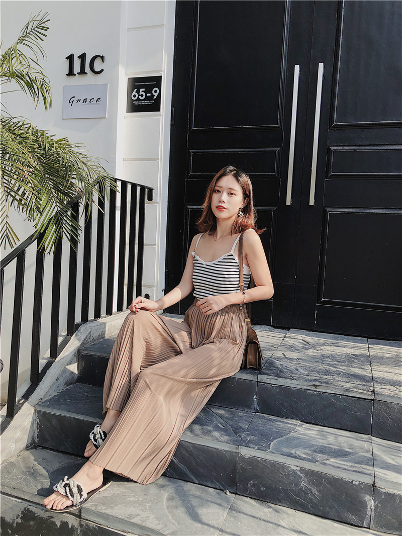 Title 28, High waist pleated chiffon wide-leg pants