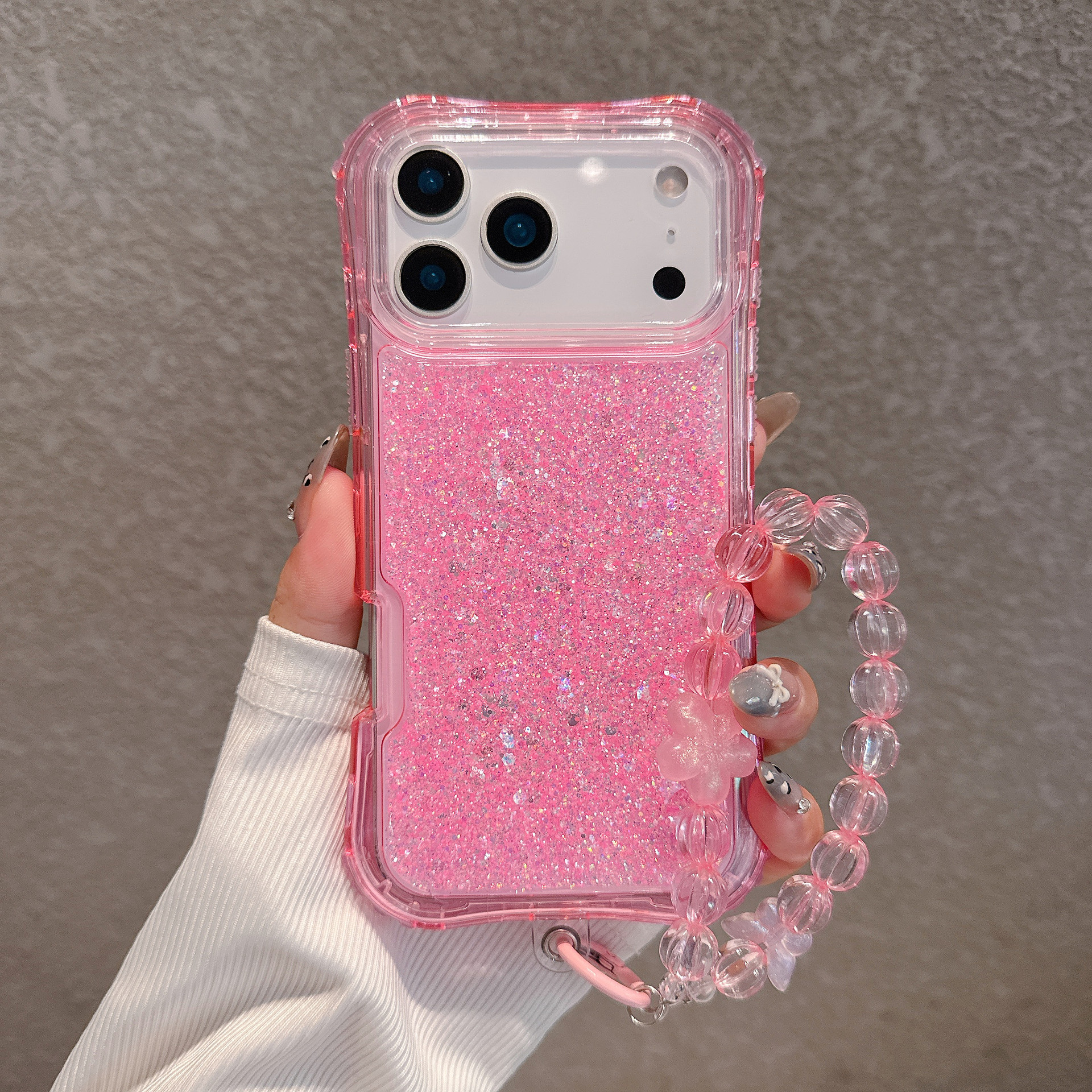 South American-style Slimming Phone Case With 3-in-1 Glitter Epoxy Drop-proof Design And A Matching Bracelet