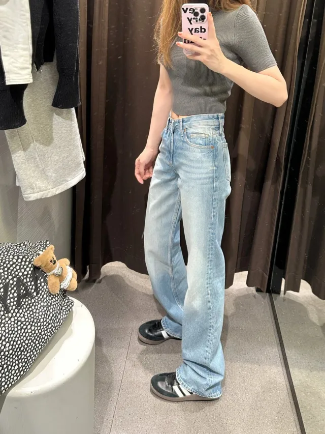 Plus Size American Washed Straight Jeans For Women Spring New Blue - Shop at LoveMi