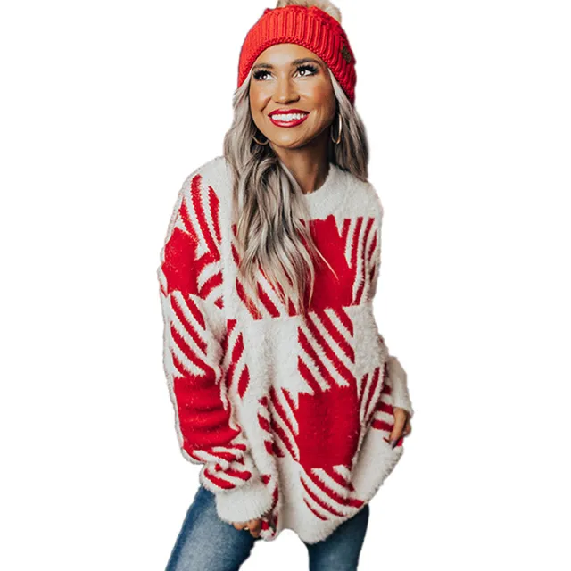 Casual Style Loose Sweater For Women Red - Shop at LoveMi