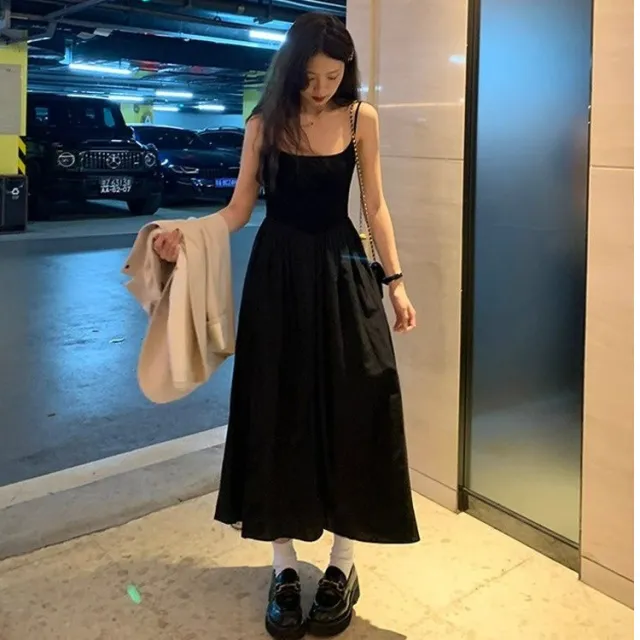 A Line Slip Dress Hepburn Style Little Black Dress Black - Shop at LoveMi