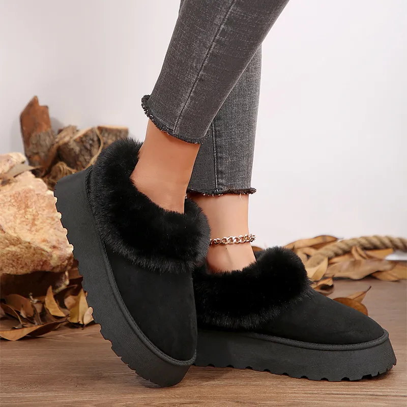 Women's Winter Indoor And Outdoor Home Cotton Boots - Black