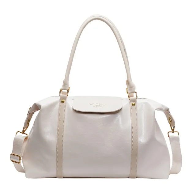 Sports Shoulder Bag Dry Wet Separation Gym Bag Simple Hand held Luggage Bag Beige - Shop at LoveMi