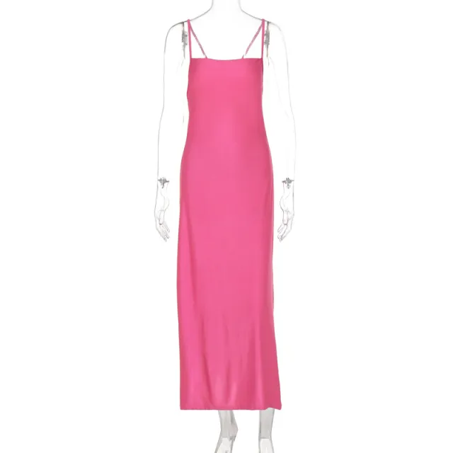 Fashion Back Lace up Sleeveless Slim fit Sexy Pure Black Sheath Suspender Dress Rose Red - Shop at LoveMi