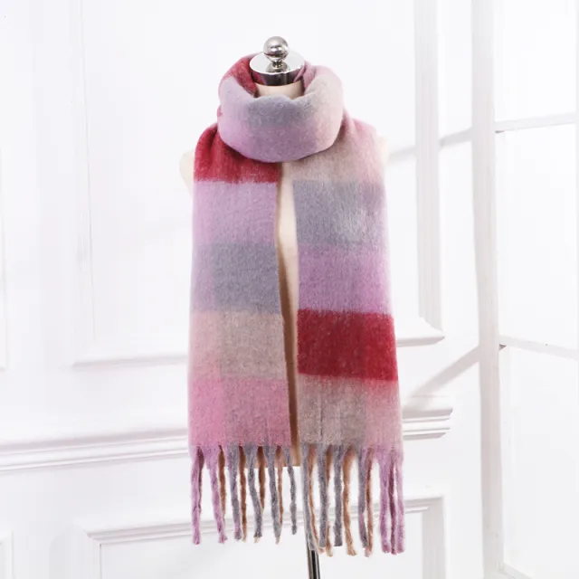 Plaid Mohair Scarf Colored Ladies No Gift Box - Shop at LoveMi