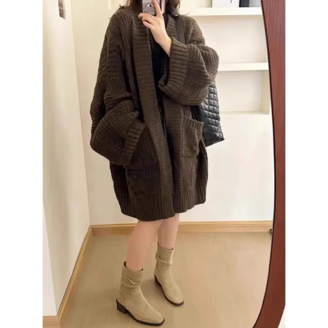 Loose Sweater Cardigan Coat For Women Brown - Shop at LoveMi