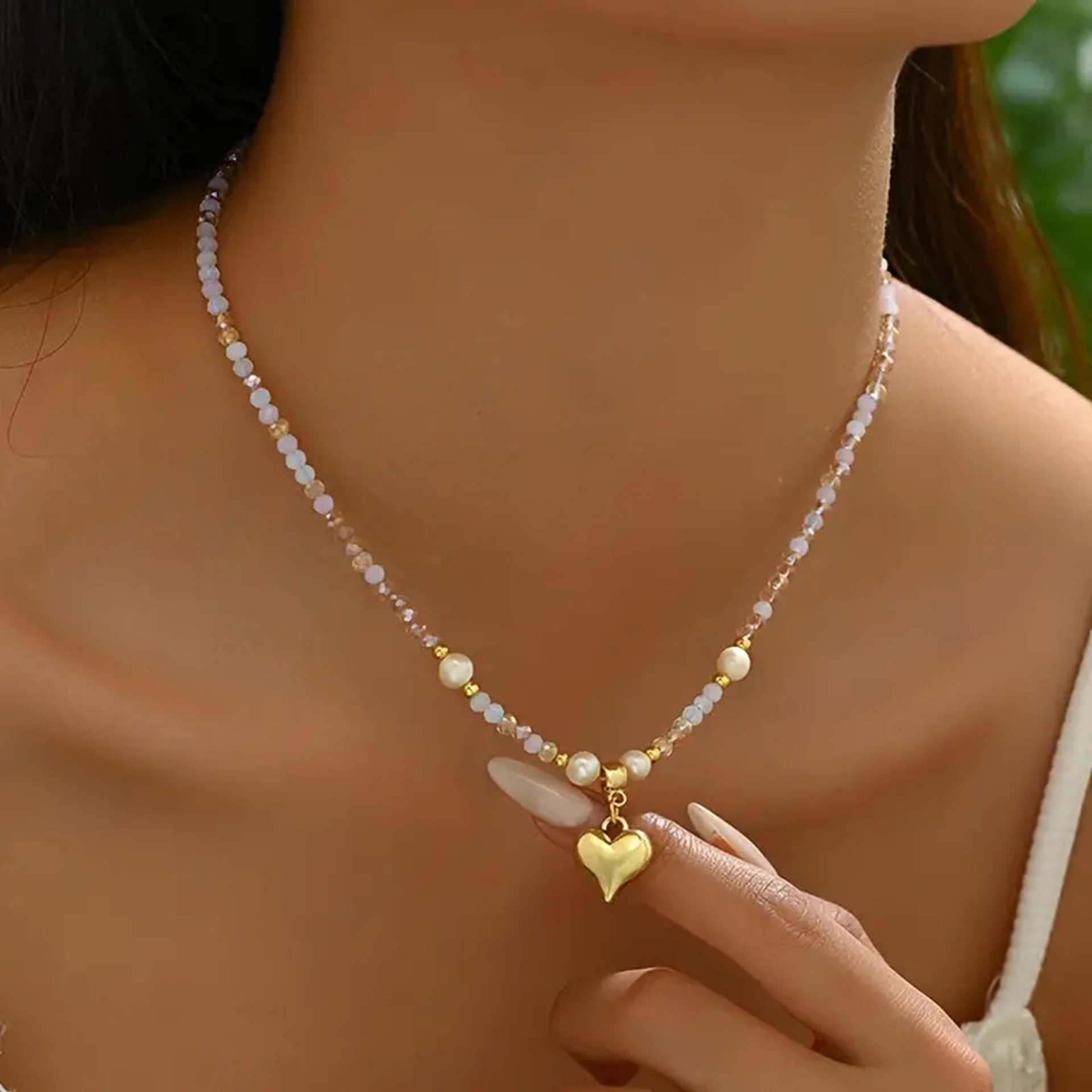 Freshwater Pearl Heart Necklace For Women