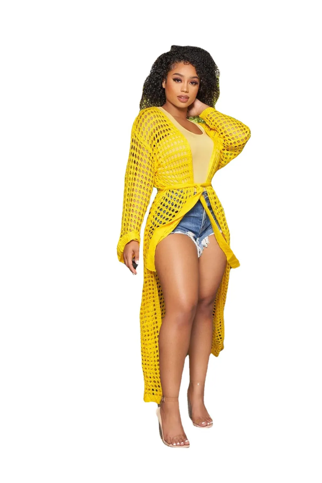 European And American Women's Clothing Dress Fashion Sun Protective Blouse - Yellow
