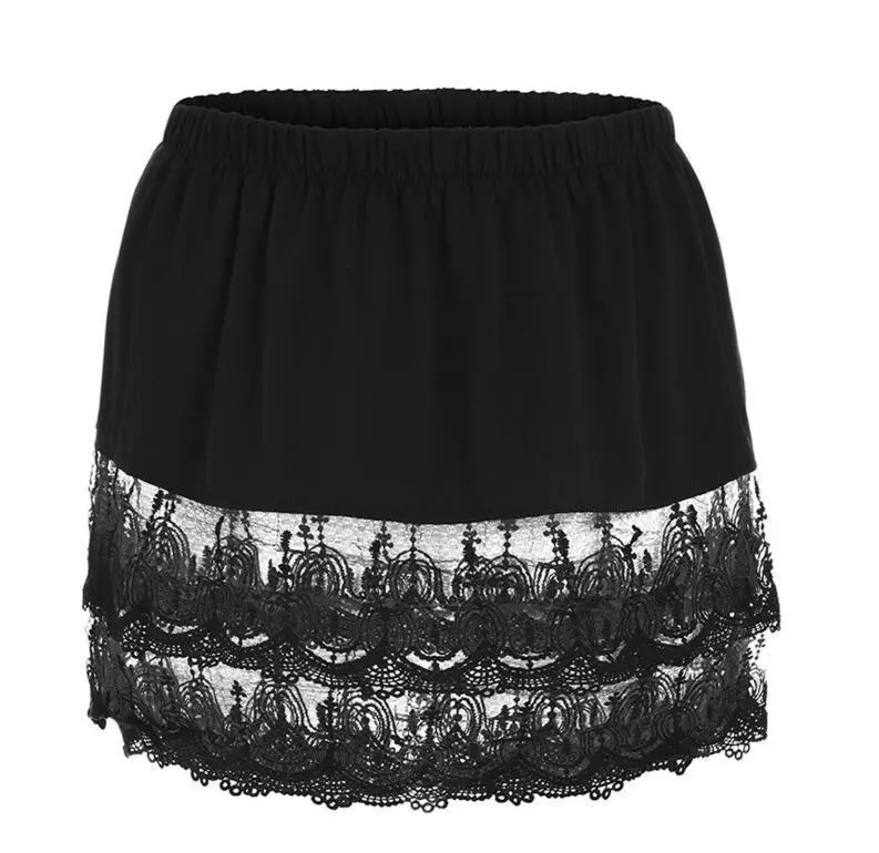 Summer Women's Outer Wear Underwear Lace Skirt - Black