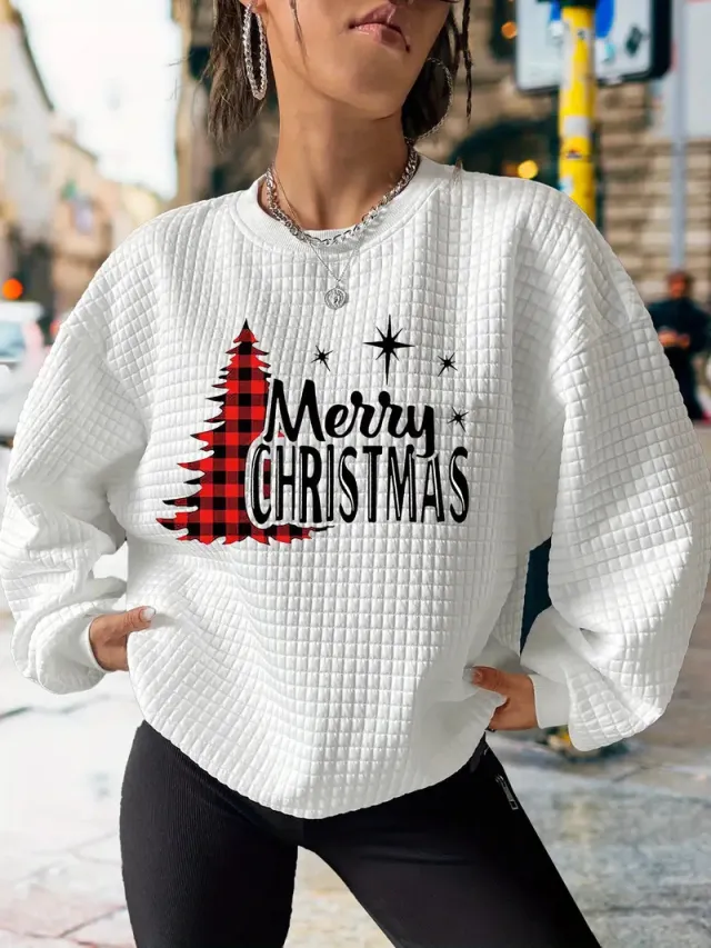 Fashion Christmas Printing Casual Sweatshirt Women Letter Printing Xxl - Shop at LoveMi