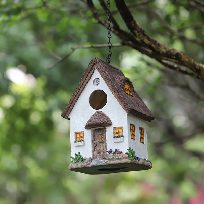 White Thatched Hut Bird House