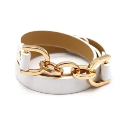 European And American Bracelets Personality Geometry Bracelet Alloy Multi-color Multi-layer Leather - White - View 1