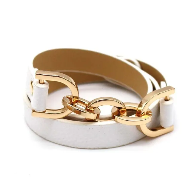 European And American Bracelets Personality Geometry Bracelet Alloy Multi-color Multi-layer Leather - White