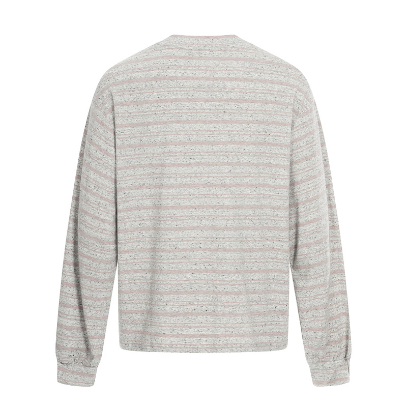 Chinese-style Hip-hop Oversized Letter-print Relaxed-fit Long-sleeve T-shirt With Striped Top