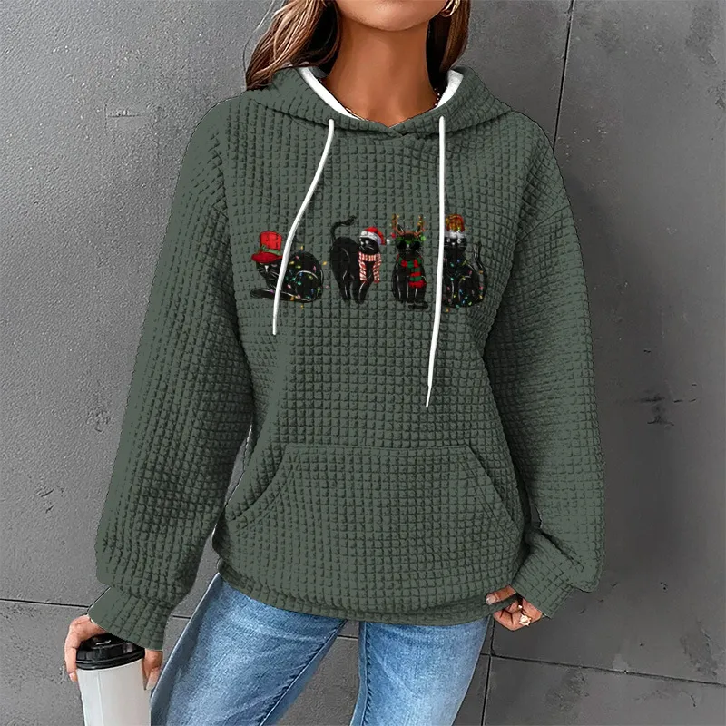 Waffle Sweater Hooded Sweaters Women's Clothing - Zzy24110615-S