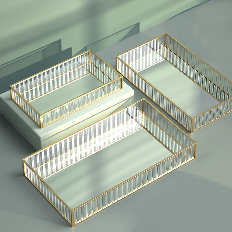 Nordic Light Luxury Striped Glass Storage Tray