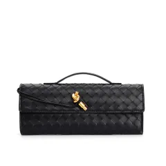 Woven Bag Shoulder Fashion Clutch Crossbody Bag - Black - View 1
