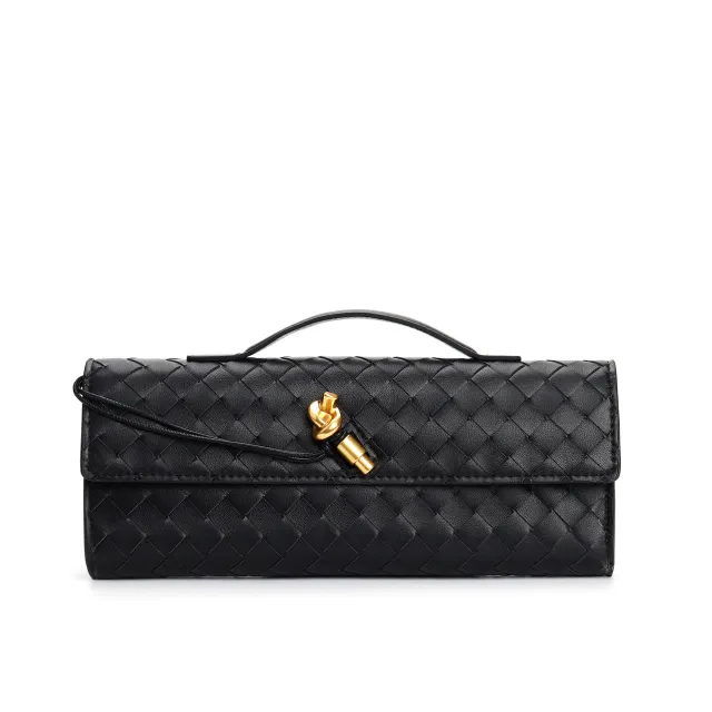 Woven Bag Shoulder Fashion Clutch Crossbody Bag Black - Shop at LoveMi