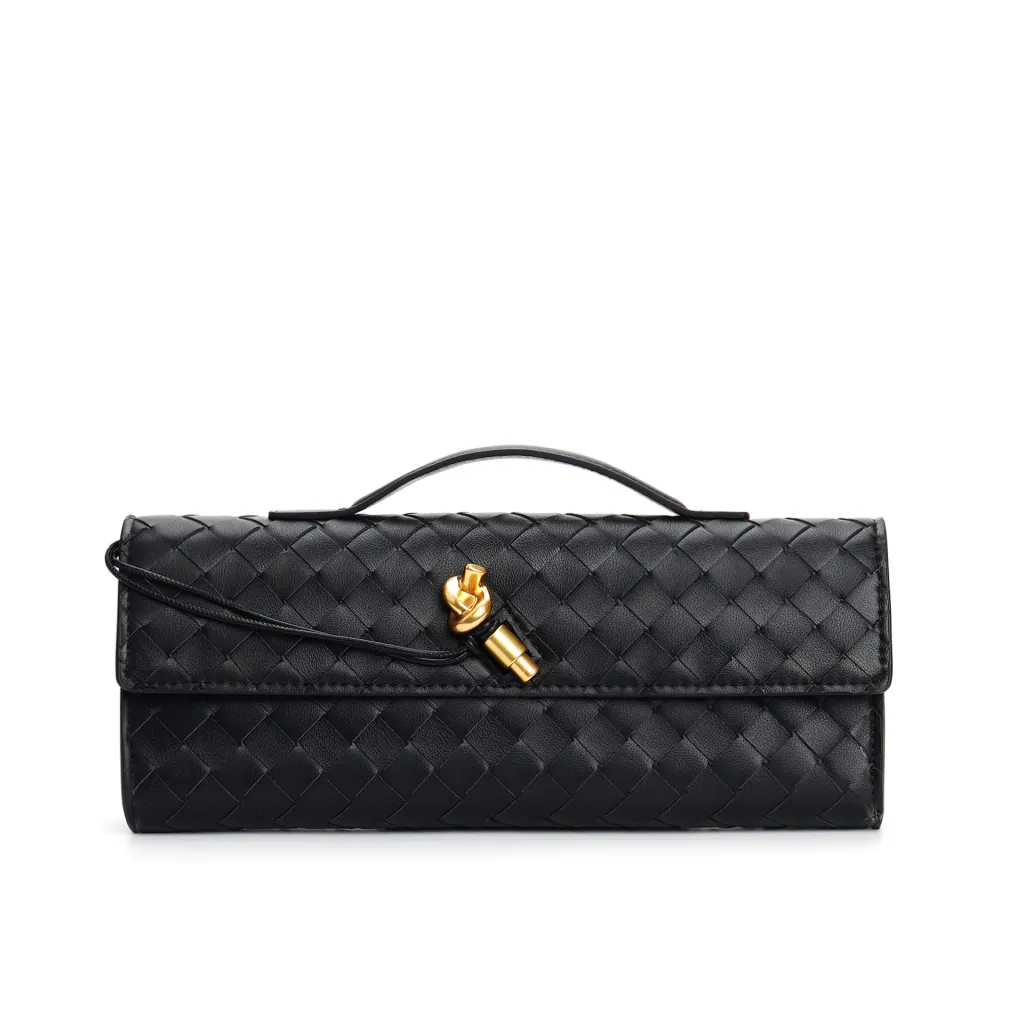 Woven Bag Shoulder Fashion Clutch Crossbody Bag - Black