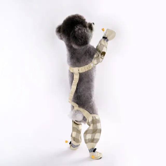 Autumn And Winter Dog Outing Dustproof Pants Skinny Clothes Beige Stripes - Shop at LoveMi