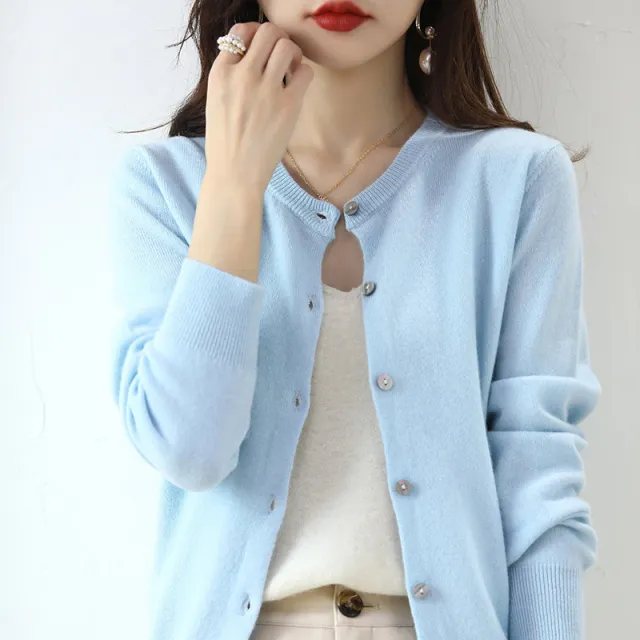 Women's Cardigan Sweater Coat Short Knitwear Sky Blue - Shop at LoveMi