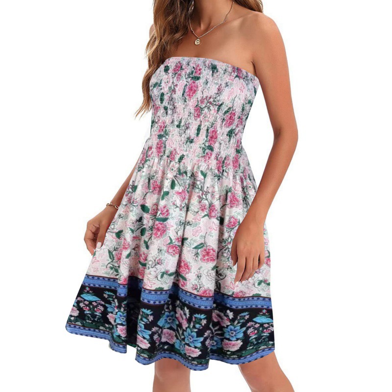 European And American Spring And Summer New Fashion Printed Beach Vacation Sexy Tube Top Dress Color 14 - Shop at LoveMi