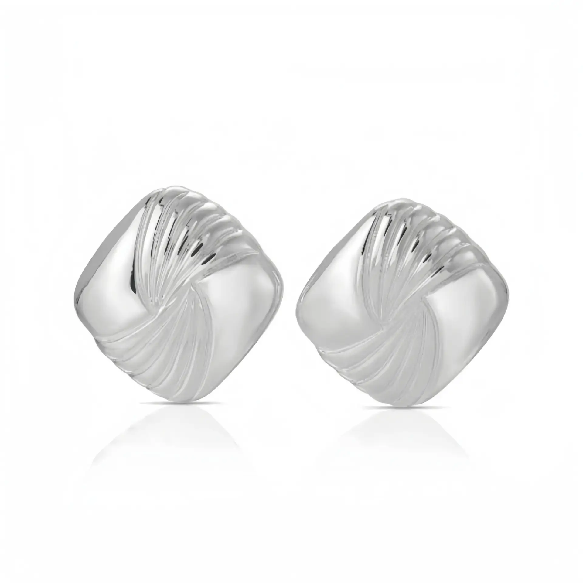 European And American Fashion Wings Water Ripple Square Titanium Steel Earrings Light Luxury