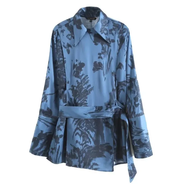 Long Sleeve Printed Waist controlled Wrap Shirt - Shop at LoveMi