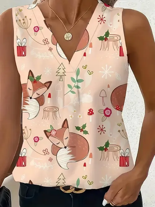 Women's Versatile Minimalist Printed Vest Wb32Rq250507Y017 - Shop at LoveMi