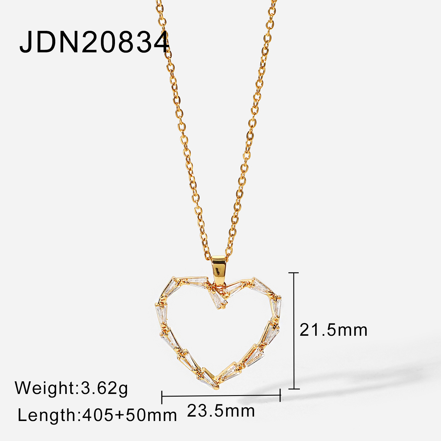 Women's Stainless Steel Triangle Heart-shaped Zircon Pendant Necklace