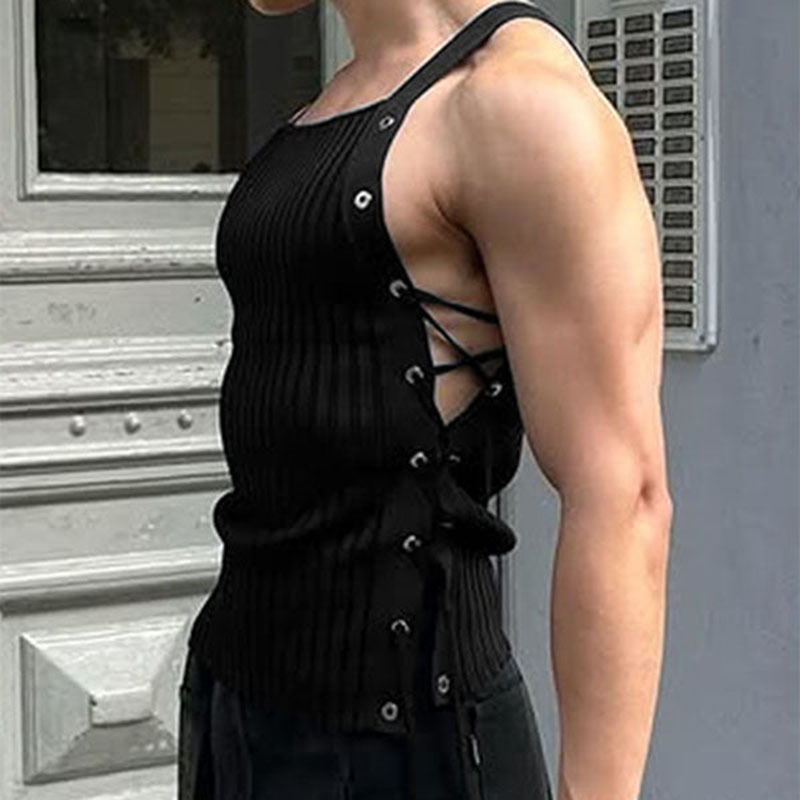 Mens Strappy Breathable Hollow-Out Vest