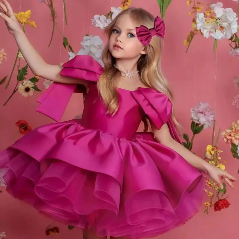 Strappy Bow Princess Pettiskirt Rose Red Children's Costume
