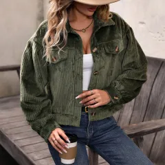 Plush Casual Solid Color European And American Women's Clothing Coat - Army Green - View 1