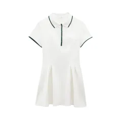 Wavy Style Wide Ribbed Short Dress - White - View 1