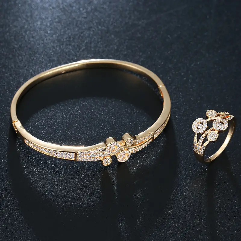 Zircon Open Buckle Copper Bracelet