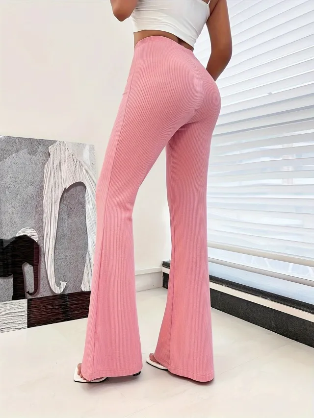 European And American Sports Casual Yoga Slightly Flared Straight Slim Fit Hip Raise Trousers Pink - Shop at LoveMi