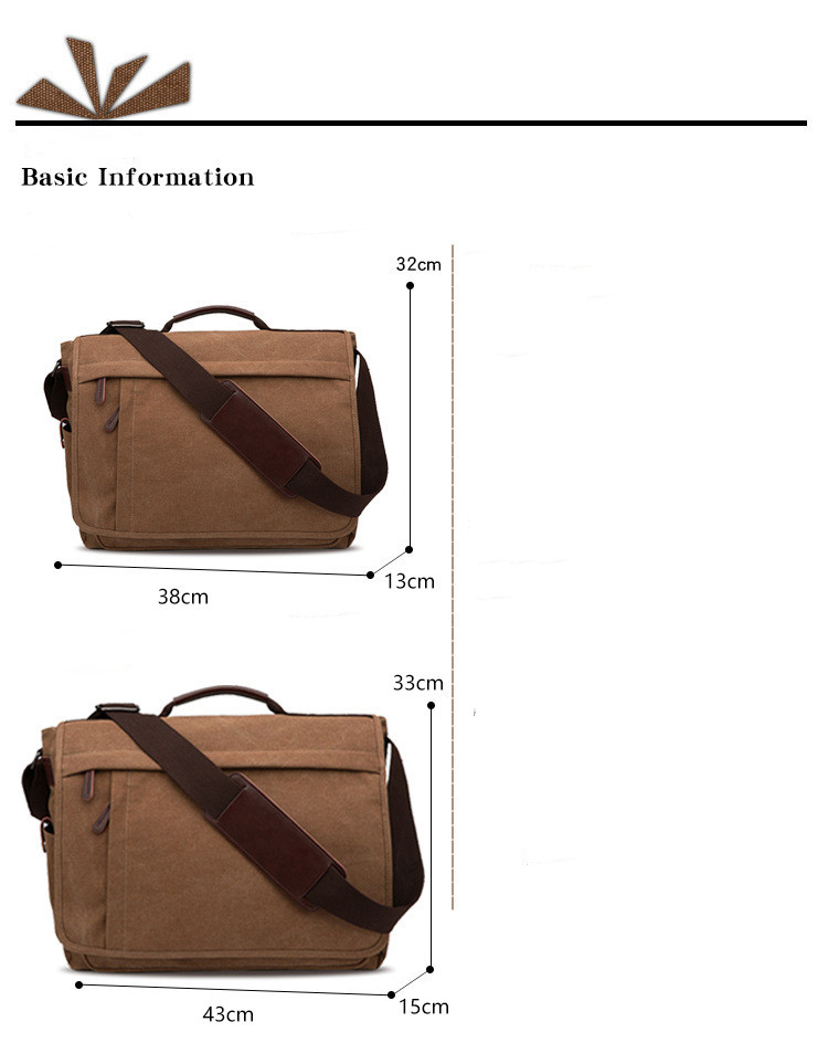 Mugu Canvas Men's Shoulder Messenger Bag Practical Business Computer - Image 4