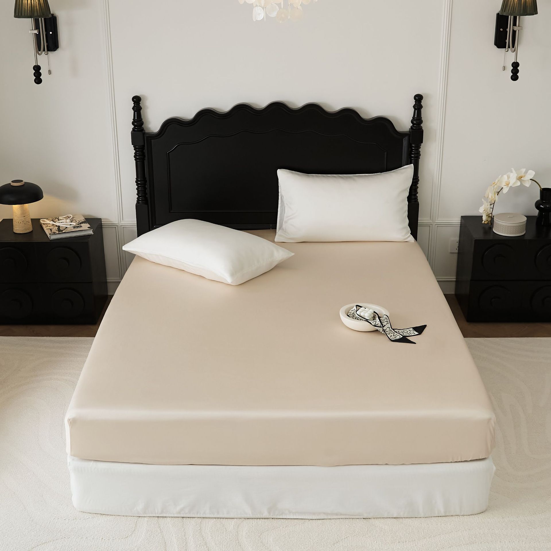 Cooling Solid-color Pillowcase Single Bed Sheet And Fitted Sheet