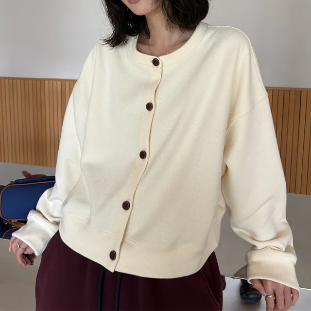 Autumn Crew Neck Baseball Uniform Sweater Coat For Women Apricot - Shop at LoveMi